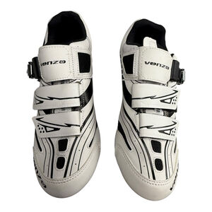 Venzo RX Cycling Shoes White Black Women’s 6.5 / Men’s 5 EU 38 SPD W/O‎ Clips